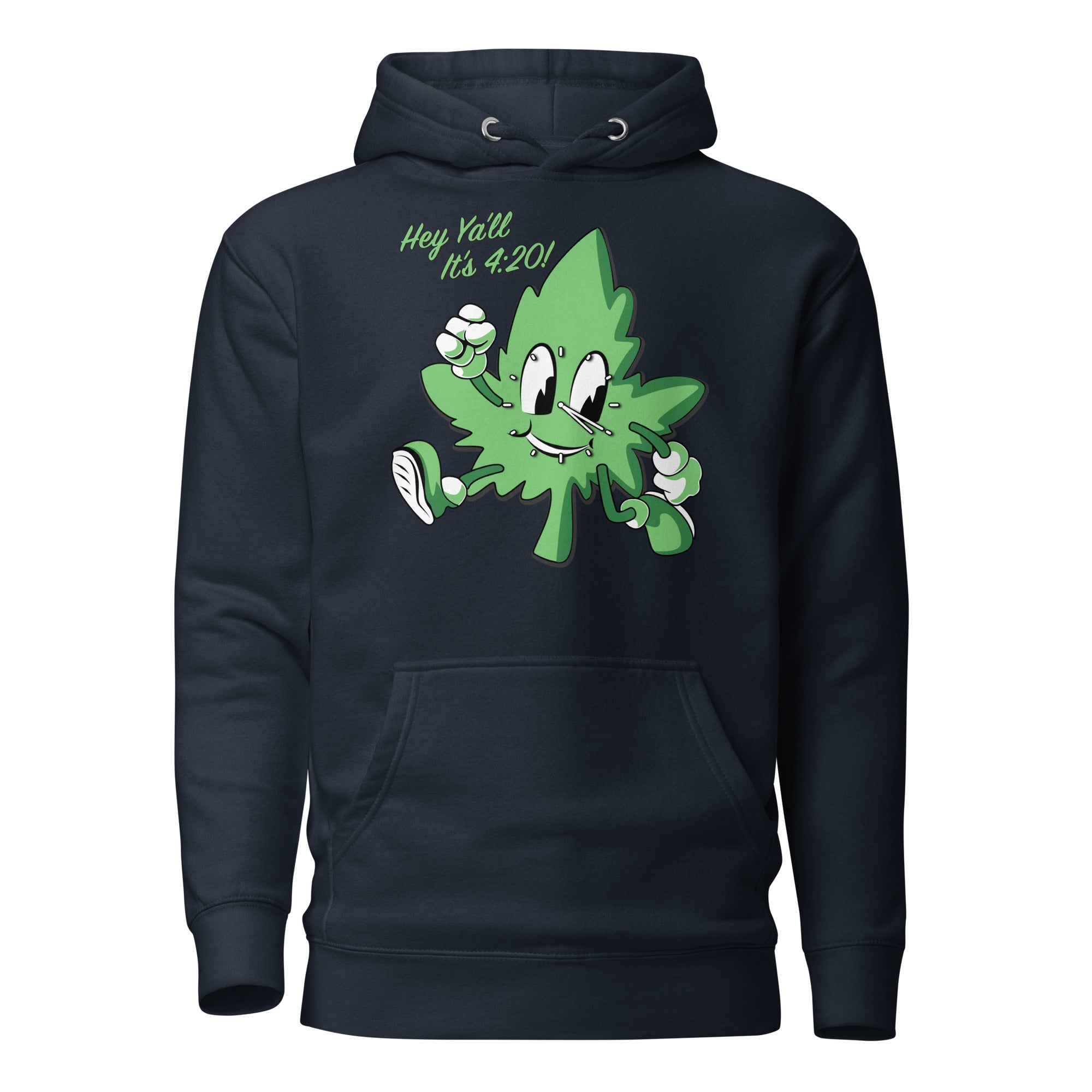 Hey Y'all It's 4:20! Funny Cannabis Hoodie with Cartoon Leaf – Perfect for Marijuana Enthusiasts | Magic Leaf Tees