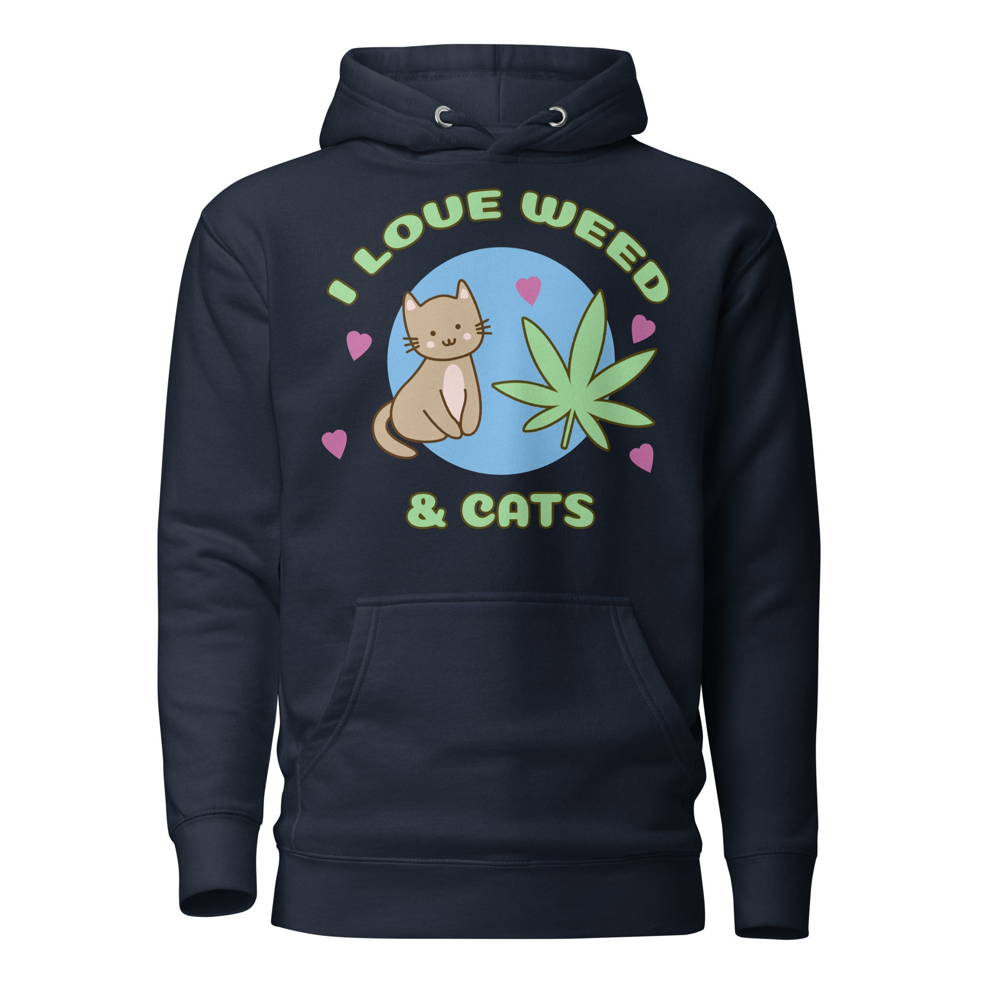 Purrrfectly High: I Love Weed And Cats Hoodie | Magic Leaf Tees