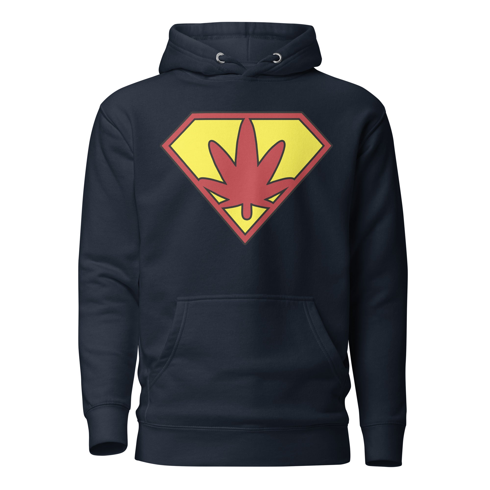 Super Weed Man Cannabis Hoodie – Bold Marijuana Logo Design | Magic Leaf Tees