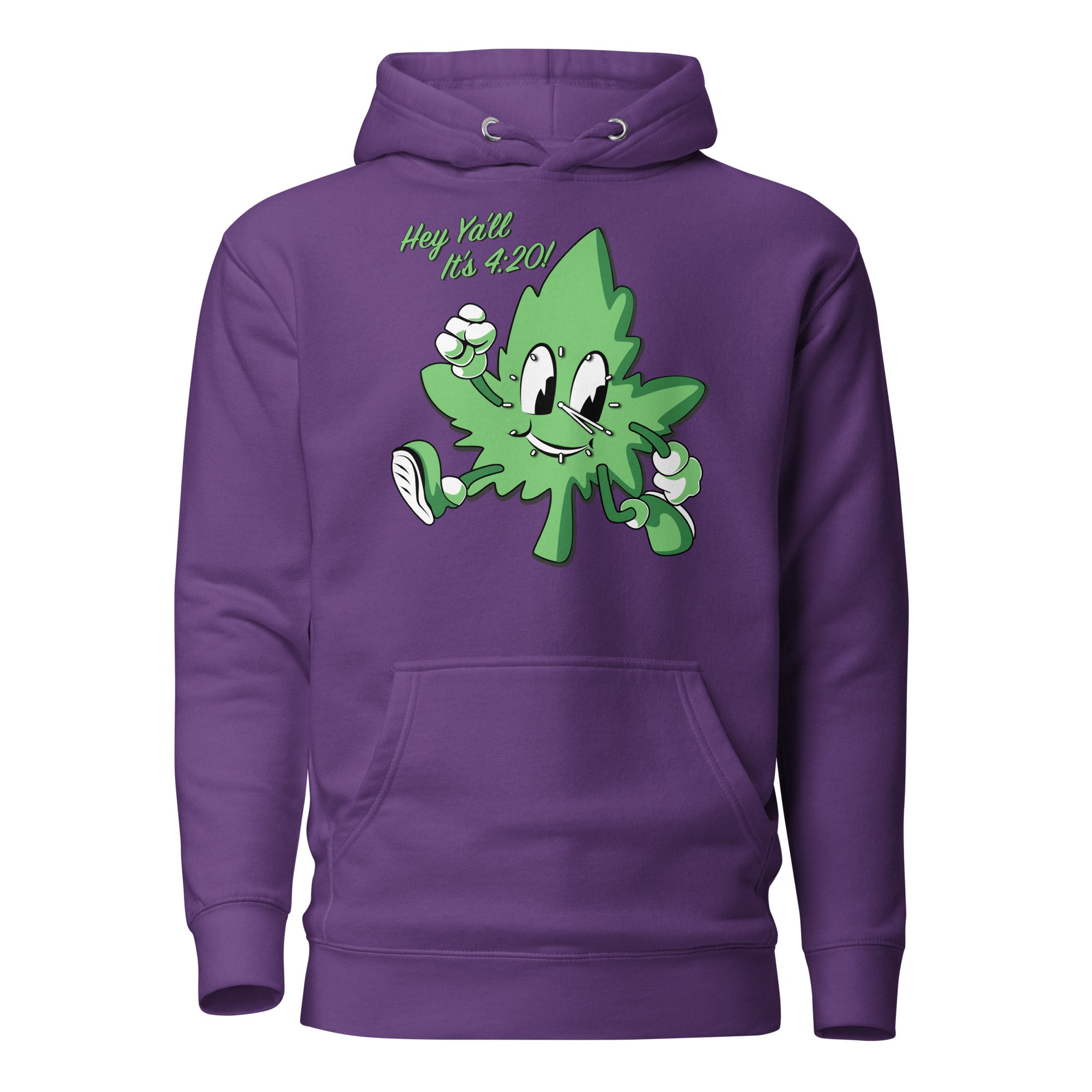 Hey Y'all It's 4:20! Funny Cannabis Hoodie with Cartoon Leaf – Perfect for Marijuana Enthusiasts | Magic Leaf Tees