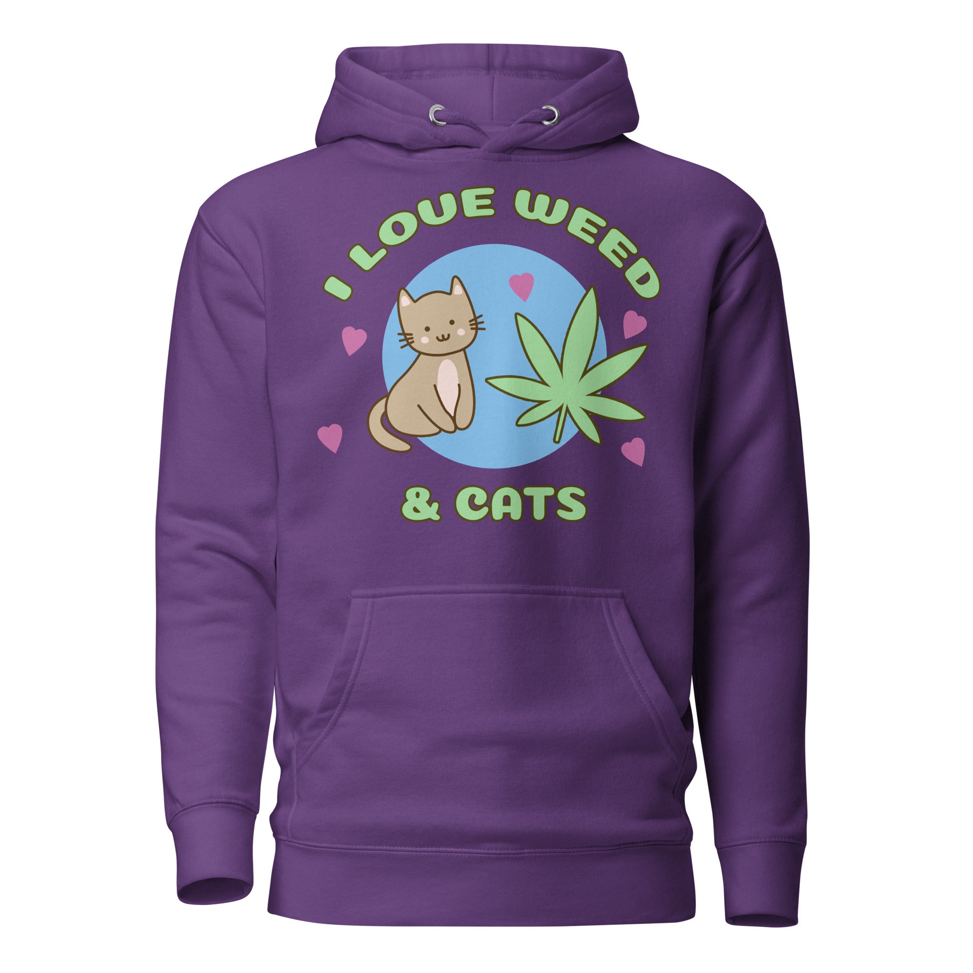 Purrrfectly High: I Love Weed And Cats Hoodie | Magic Leaf Tees