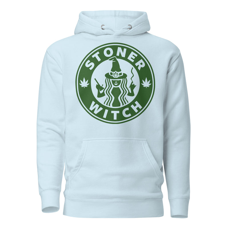 Stoner Witch Brews: Cannabis Coffee Shop Logo Hoodie for Magical Highs! - Magic Leaf Tees