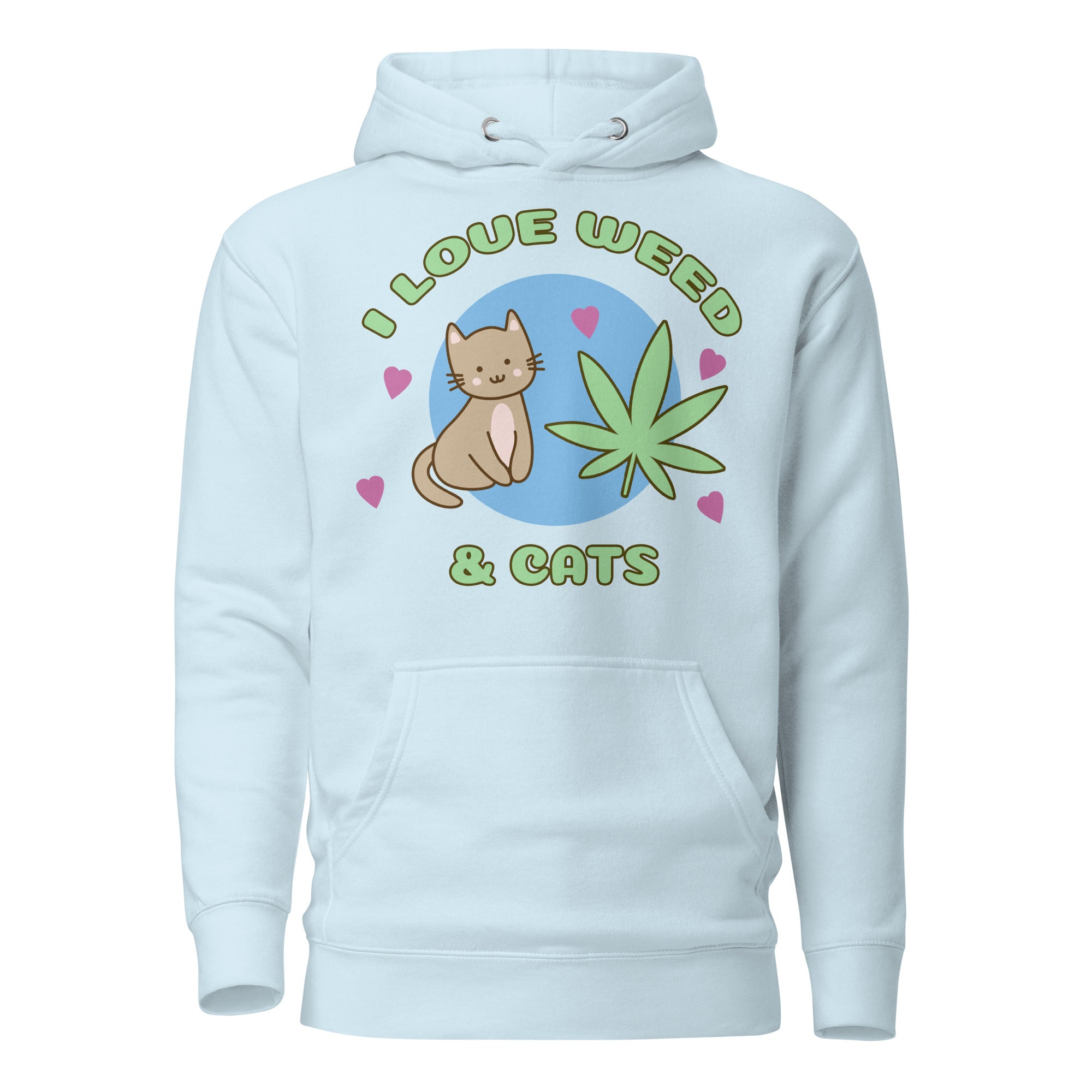 Purrrfectly High: I Love Weed And Cats Hoodie | Magic Leaf Tees