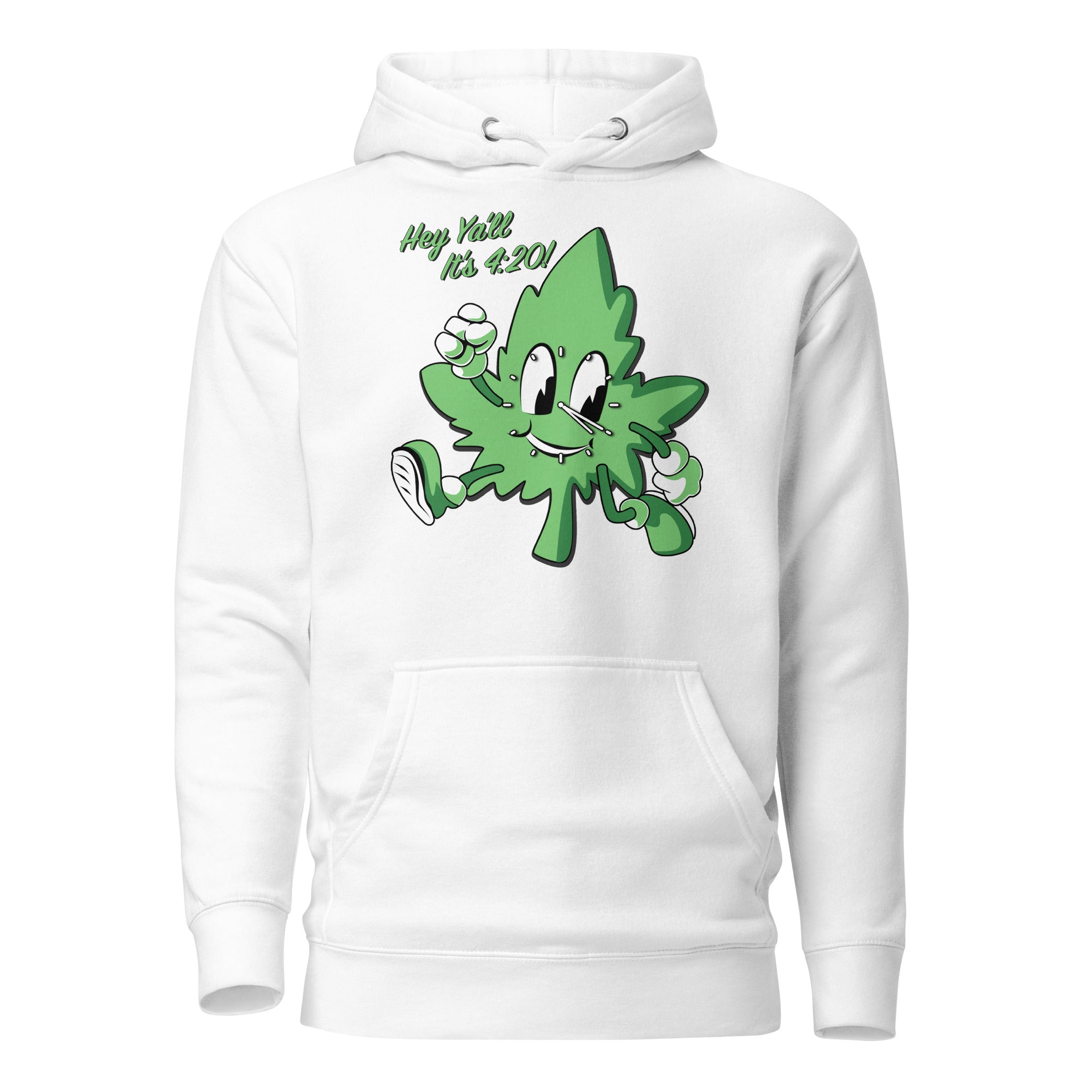 Hey Y'all It's 4:20! Funny Cannabis Hoodie with Cartoon Leaf – Perfect for Marijuana Enthusiasts | Magic Leaf Tees