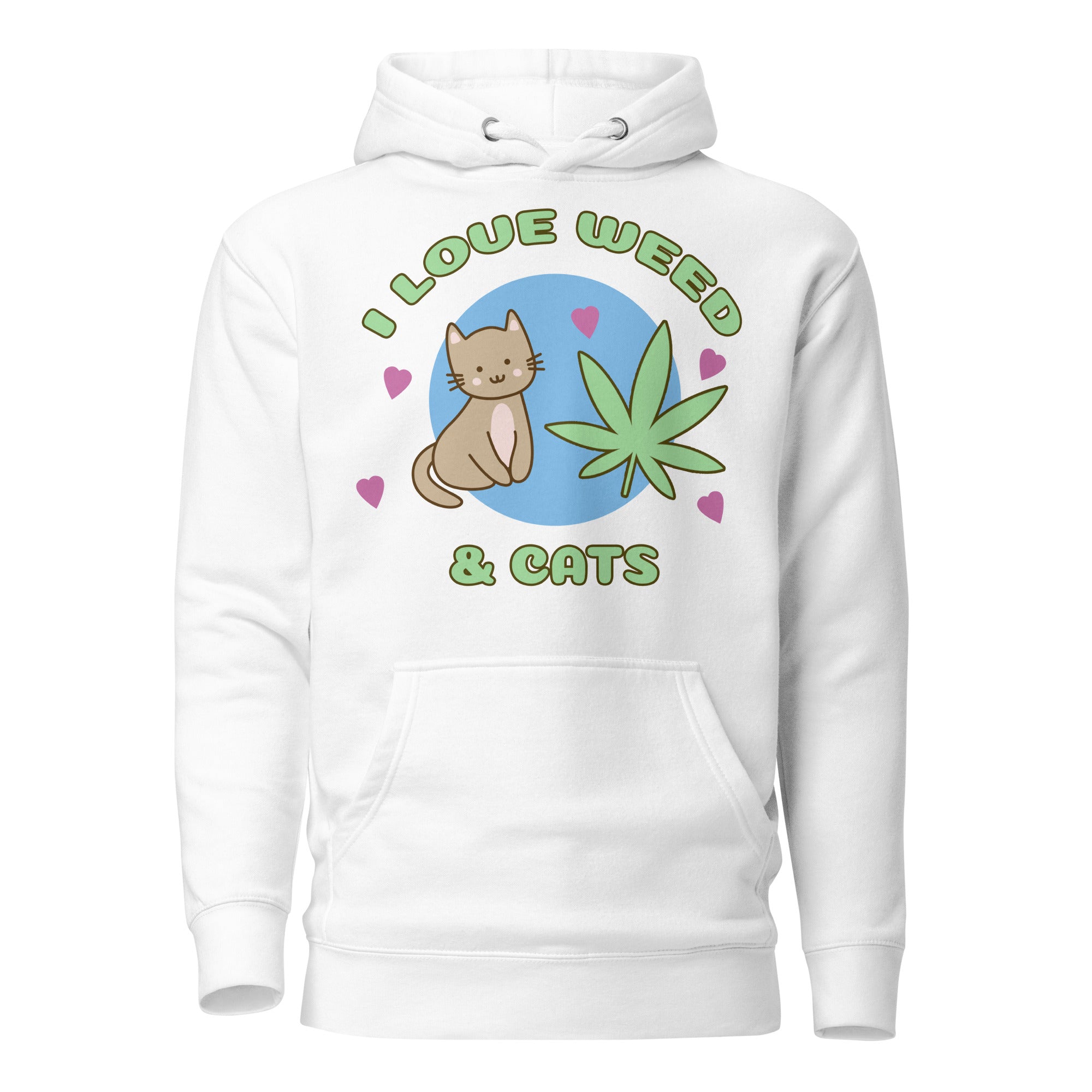 Purrrfectly High: I Love Weed And Cats Hoodie | Magic Leaf Tees