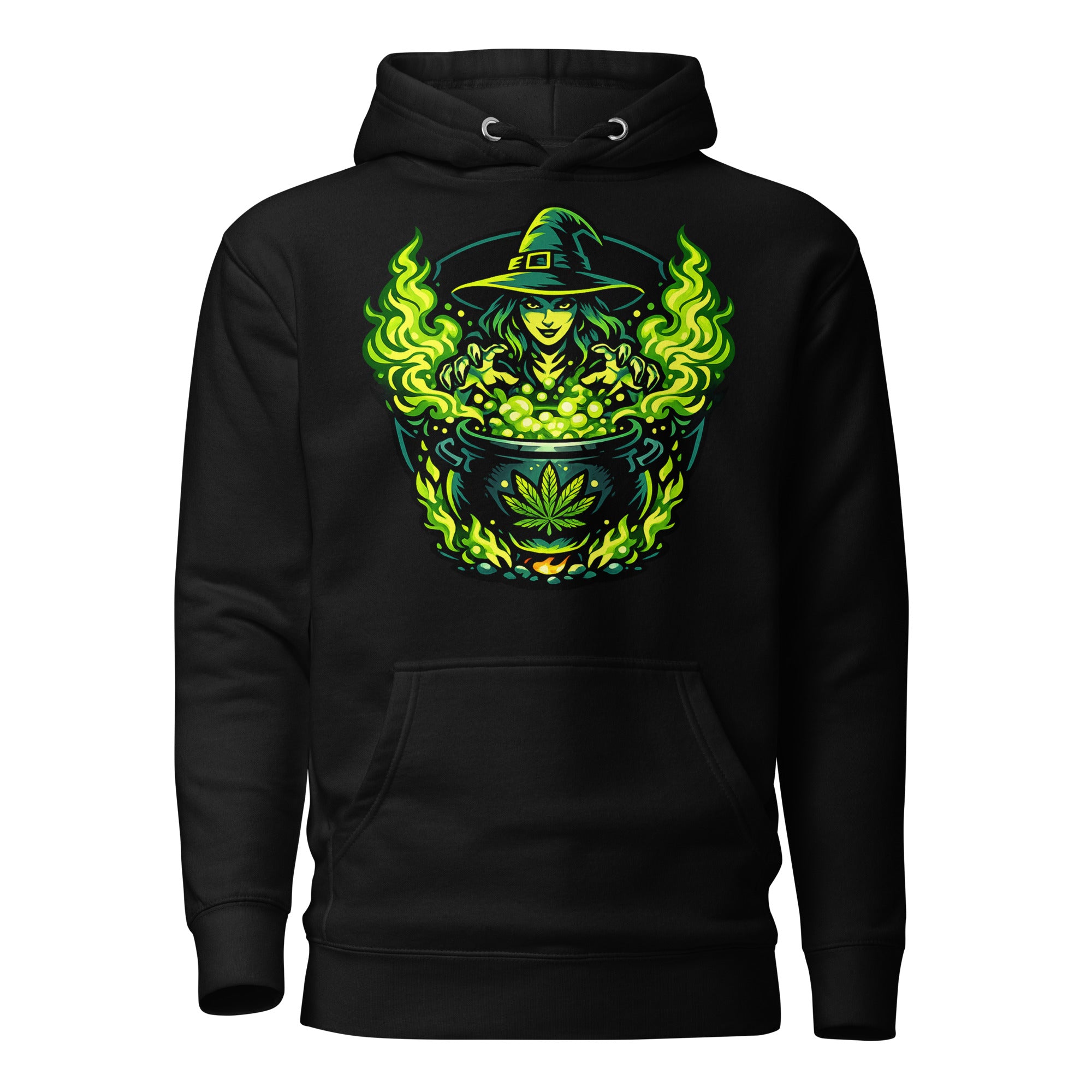 Witch Cauldron Cannabis Hoodie, Halloween Weed Hoodie, Green Magic 420 Pullover, Magic Leaf Tees