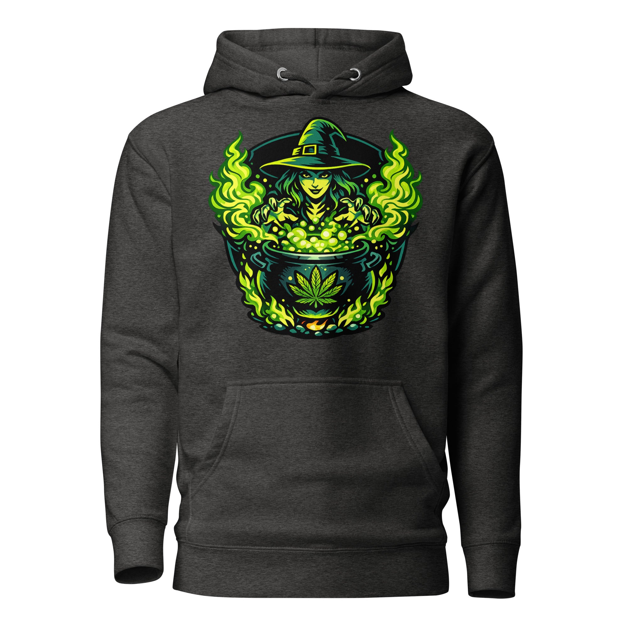Witch Cauldron Cannabis Hoodie, Halloween Weed Hoodie, Green Magic 420 Pullover, Magic Leaf Tees