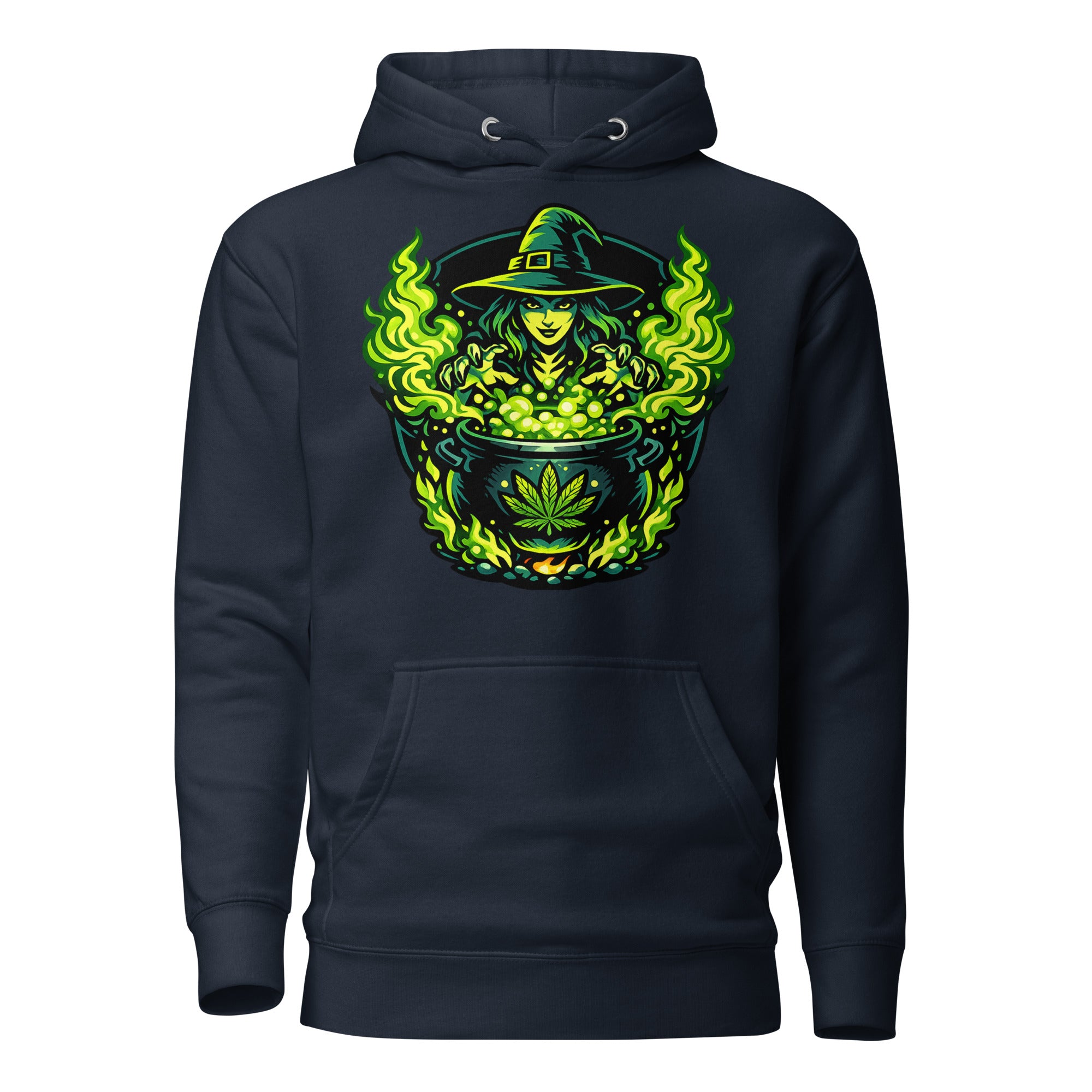 Witch Cauldron Cannabis Hoodie, Halloween Weed Hoodie, Green Magic 420 Pullover, Magic Leaf Tees