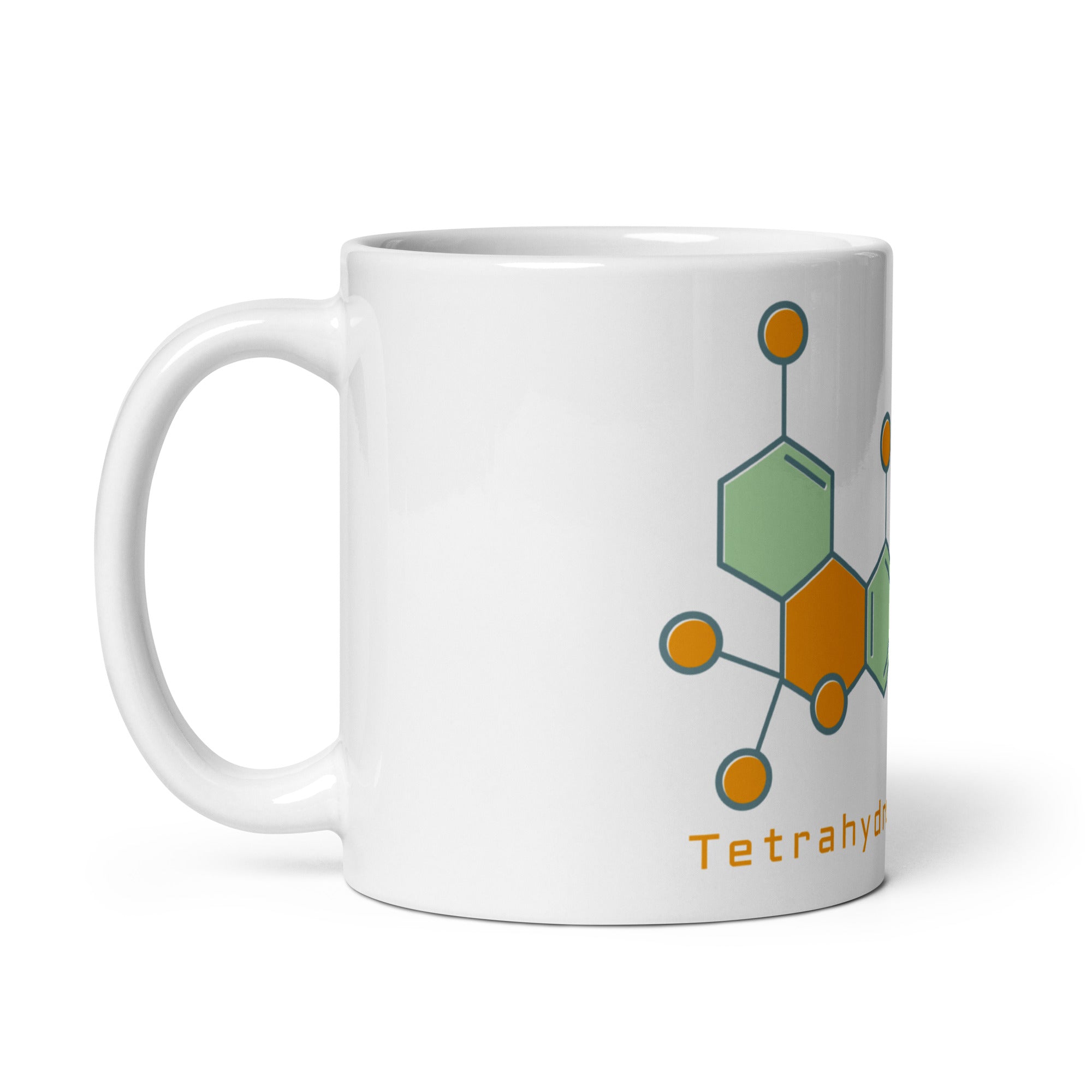 Mid-Century THC Molecule Coffee Mug | Minimalist Cannabis Ceramic Mug | Magic Leaf Tees