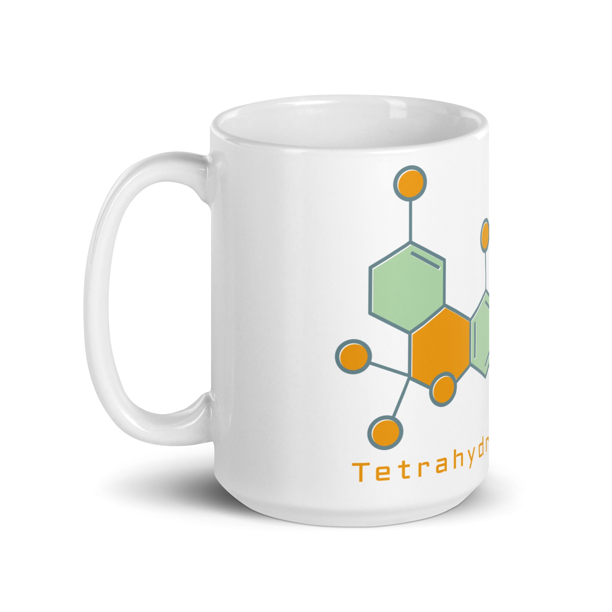 Mid-Century THC Molecule Coffee Mug | Minimalist Cannabis Ceramic Mug | Magic Leaf Tees