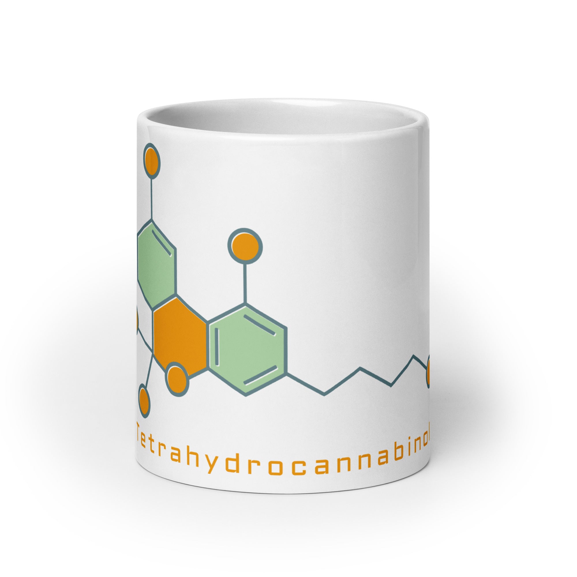 Mid-Century THC Molecule Coffee Mug | Minimalist Cannabis Ceramic Mug | Magic Leaf Tees
