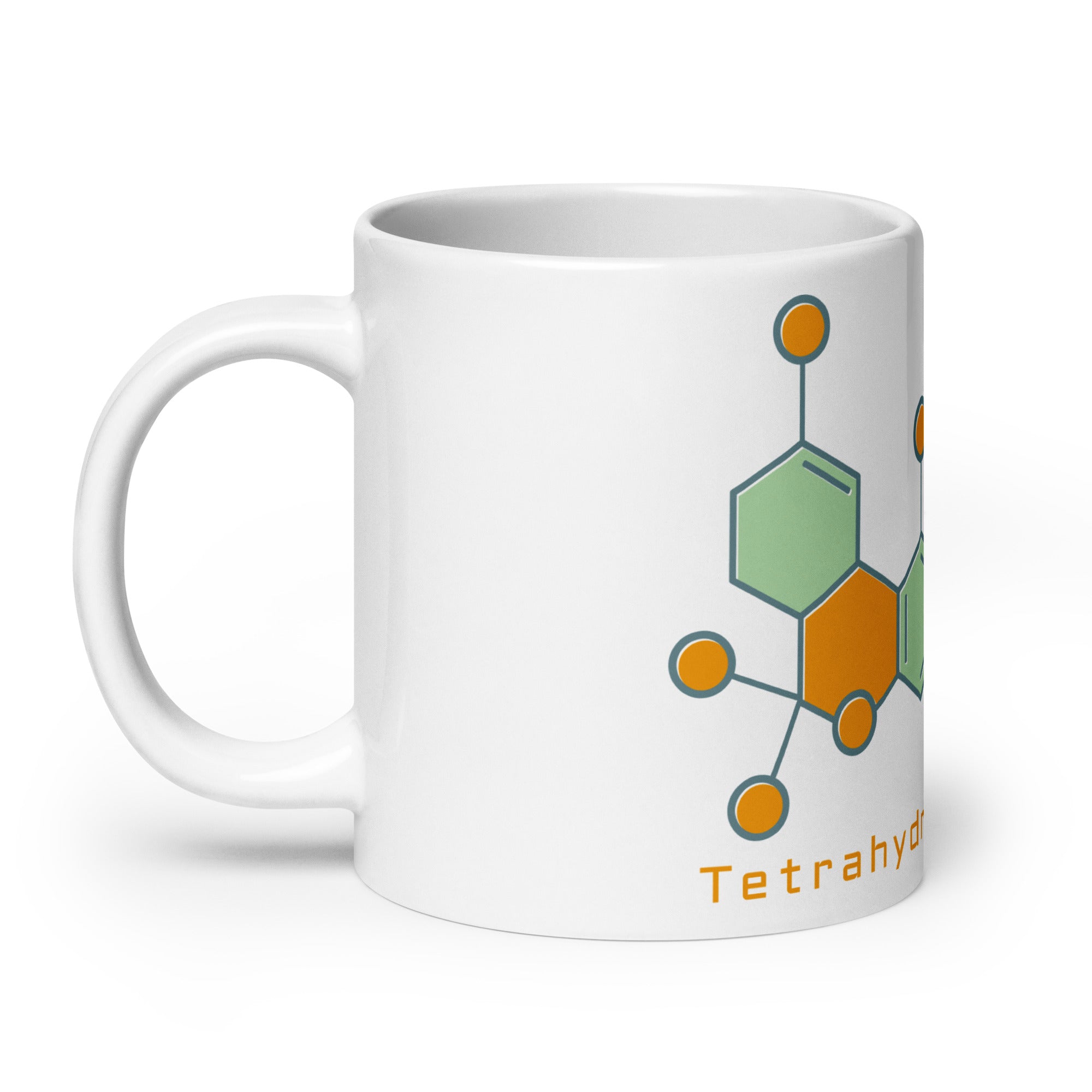Mid-Century THC Molecule Coffee Mug | Minimalist Cannabis Ceramic Mug | Magic Leaf Tees