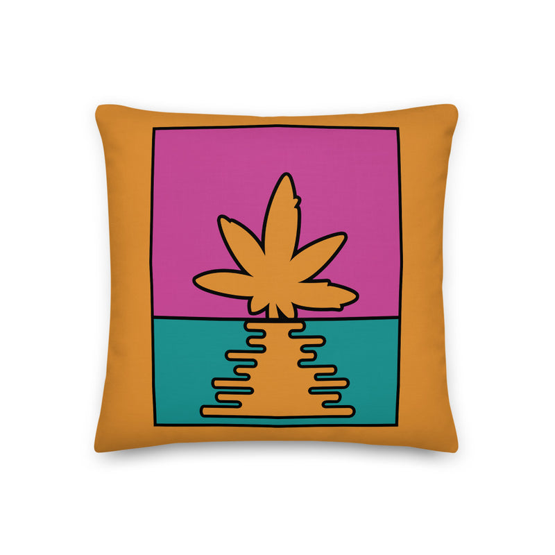 Pop Art Weed Leaf Sunrise Premium Pillow - Magic Leaf Tees