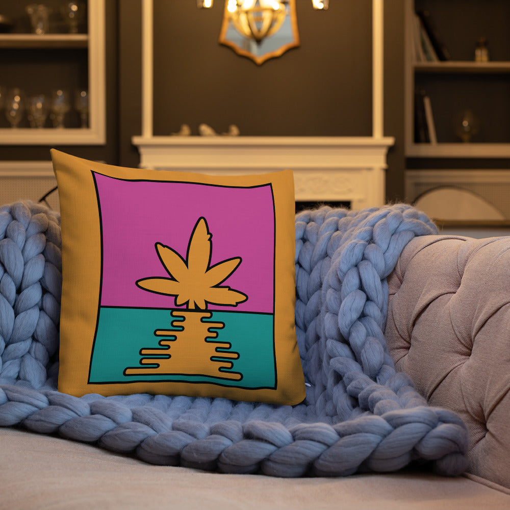 Pop Art Weed Leaf Sunrise Premium Pillow - Magic Leaf Tees