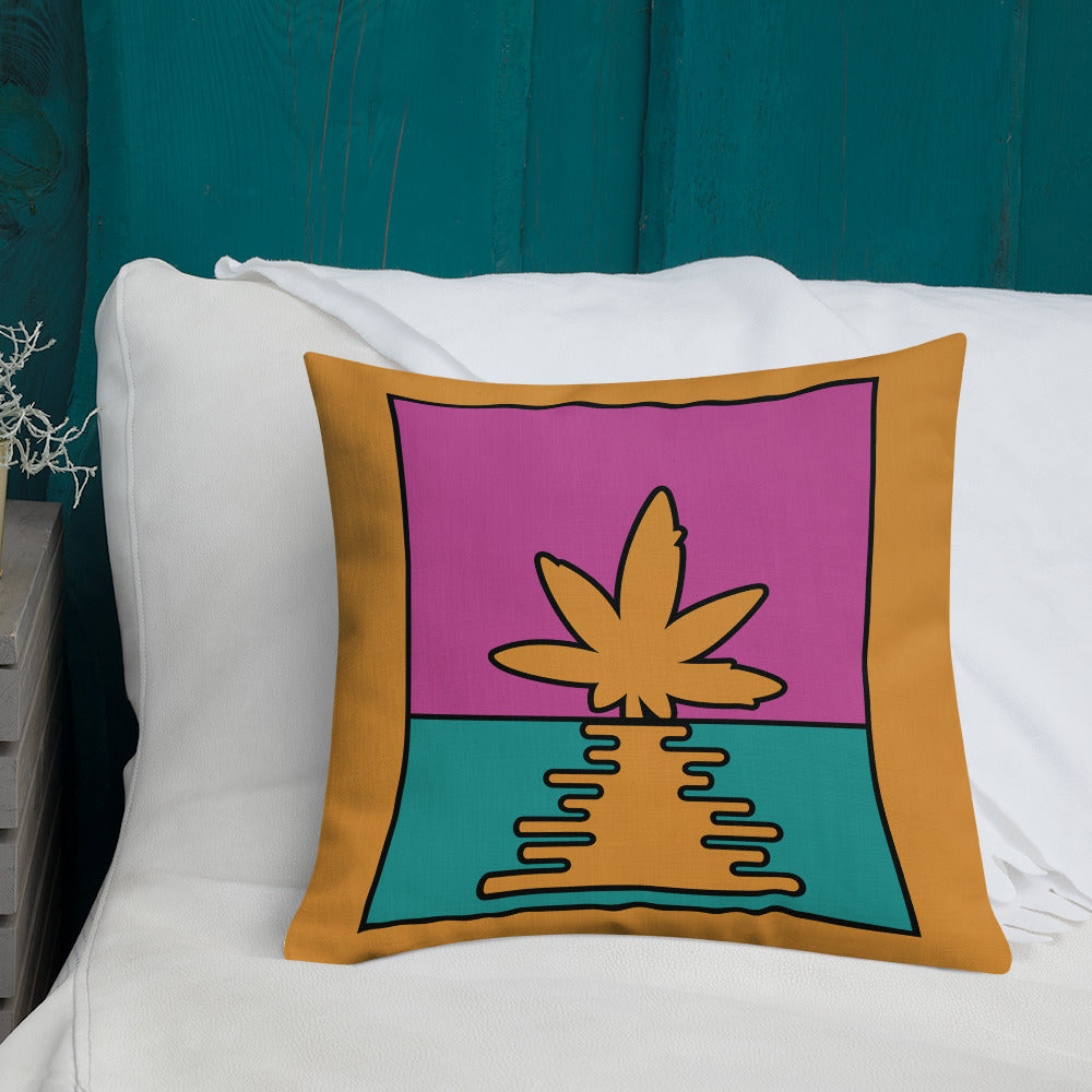 Pop Art Weed Leaf Sunrise Premium Pillow - Magic Leaf Tees