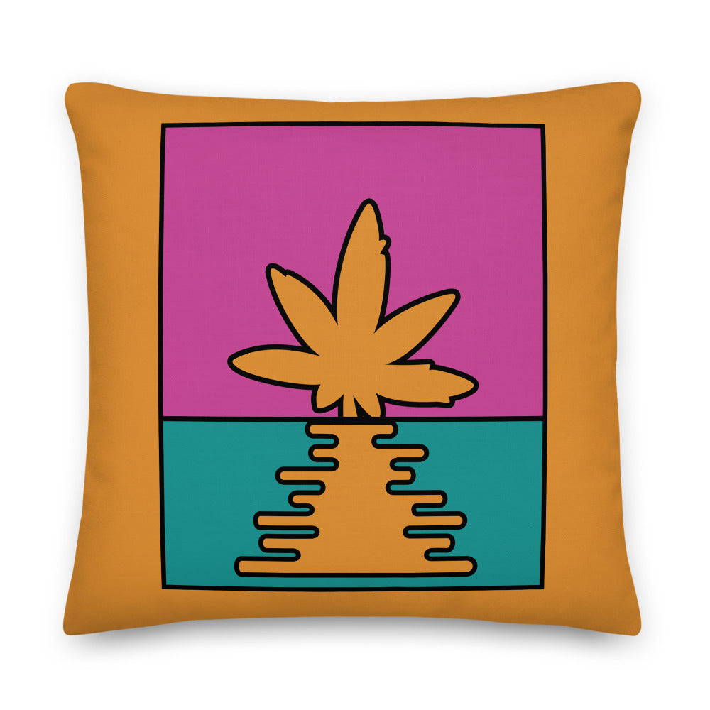 Pop Art Weed Leaf Sunrise Premium Pillow - Magic Leaf Tees