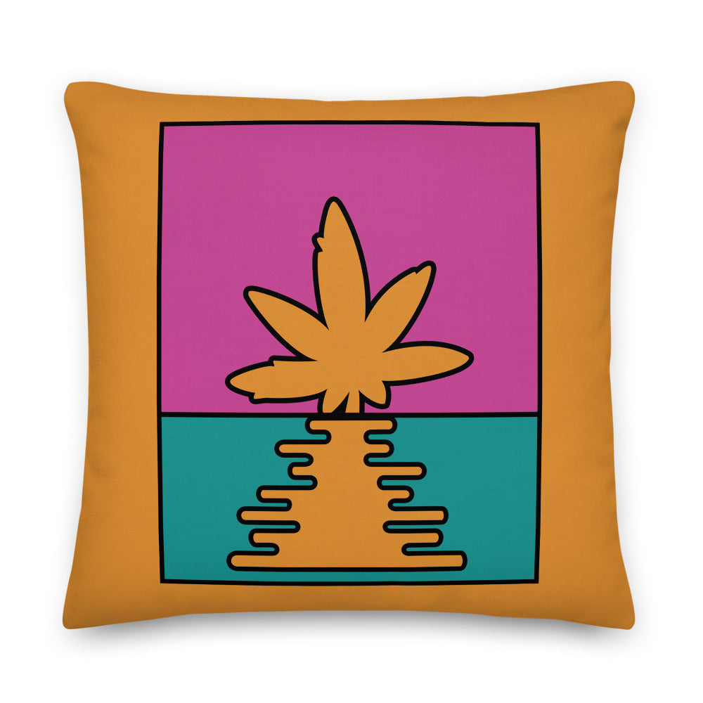 Pop Art Weed Leaf Sunrise Premium Pillow - Magic Leaf Tees