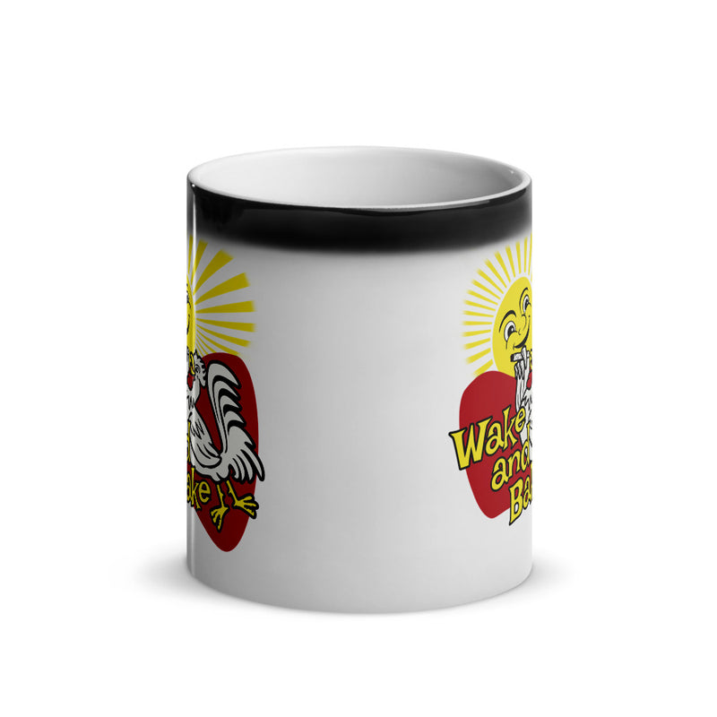 Wake And Bake Pot Smoking Rooster Glossy Magic Mug