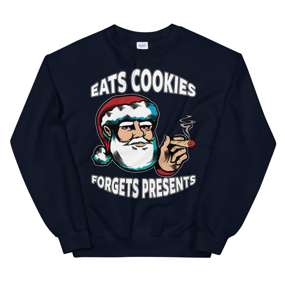 Eats Cookies Forgets Present Funny Marijuana Sweatshirt - Magic Leaf Tees