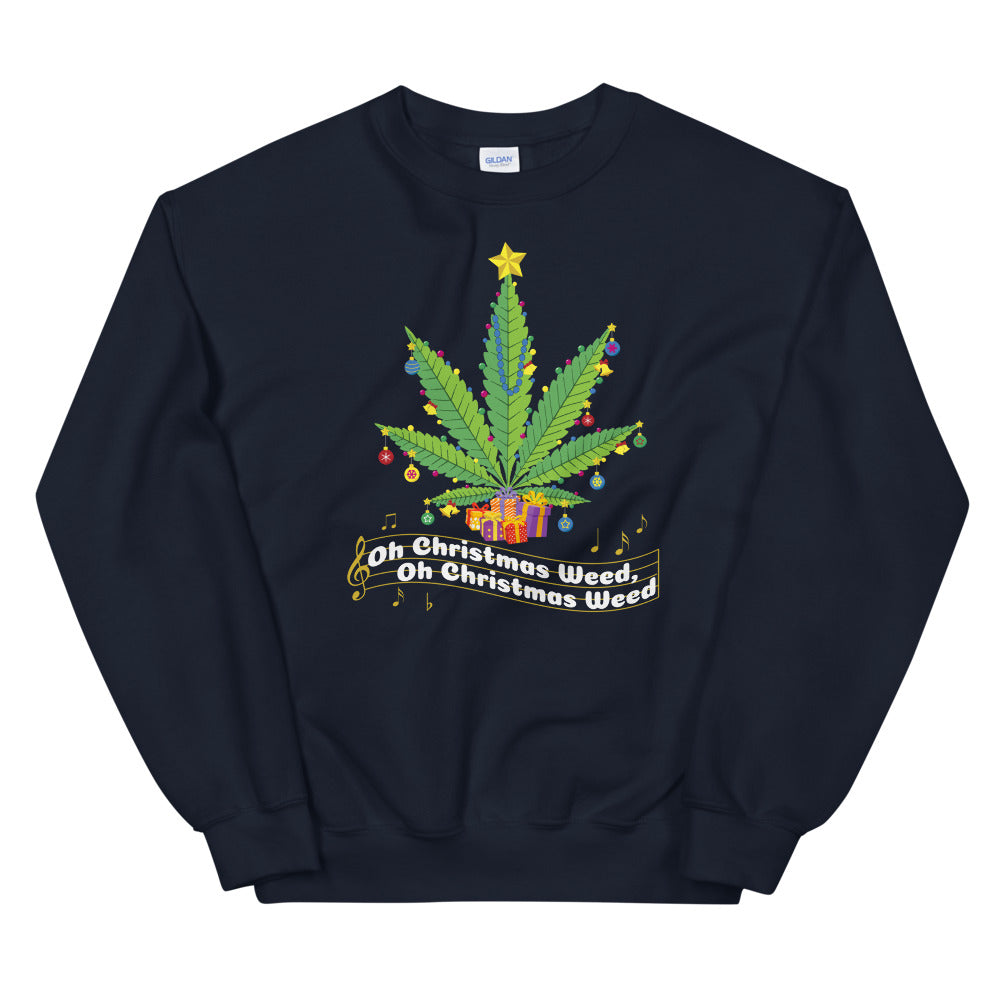 Oh Christmas Weed Funny Cannabis Sweatshirt - Magic Leaf Tees