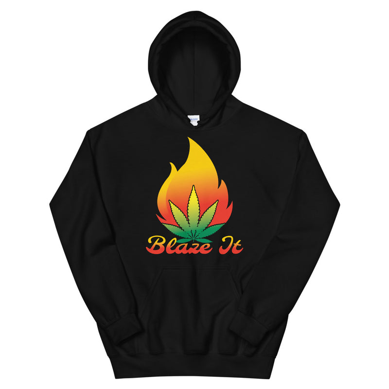 Blaze It 420 Pot Leaf Flame Black Hoodie - Magic Leaf Tees