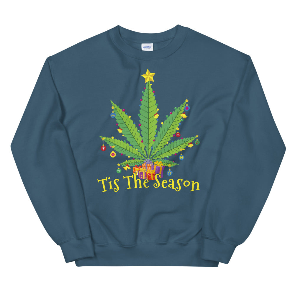 Tis The Season Weed Christmas Sweatshirt - Magic Leaf Tees