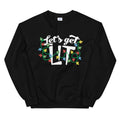 Let's Get Lit Funny Christmas Stoner Black Sweater Sweatshirt - Magic Leaf Tees