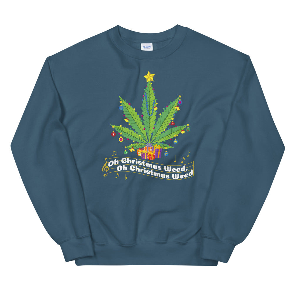 Oh Christmas Weed Funny Cannabis Sweatshirt - Magic Leaf Tees