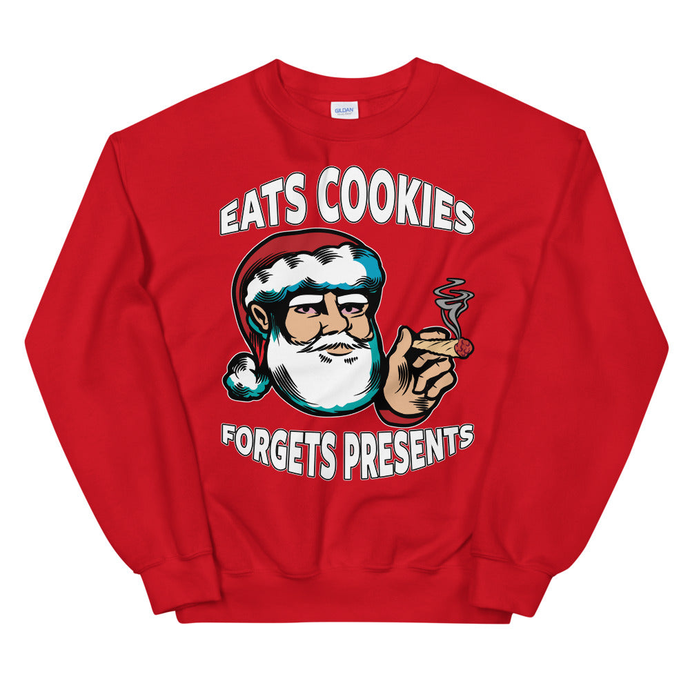 Eats Cookies Forgets Present Funny Marijuana Sweatshirt - Magic Leaf Tees