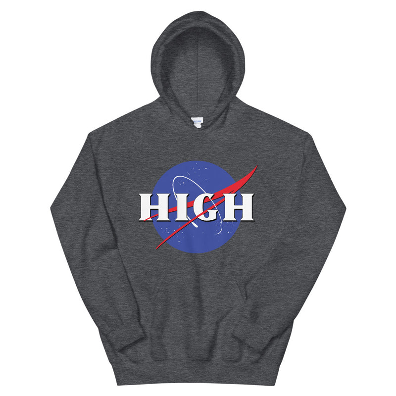 Nasa Logo High In Outer Space Stoner Dark Heather Hoodie - Magic Leaf Tees