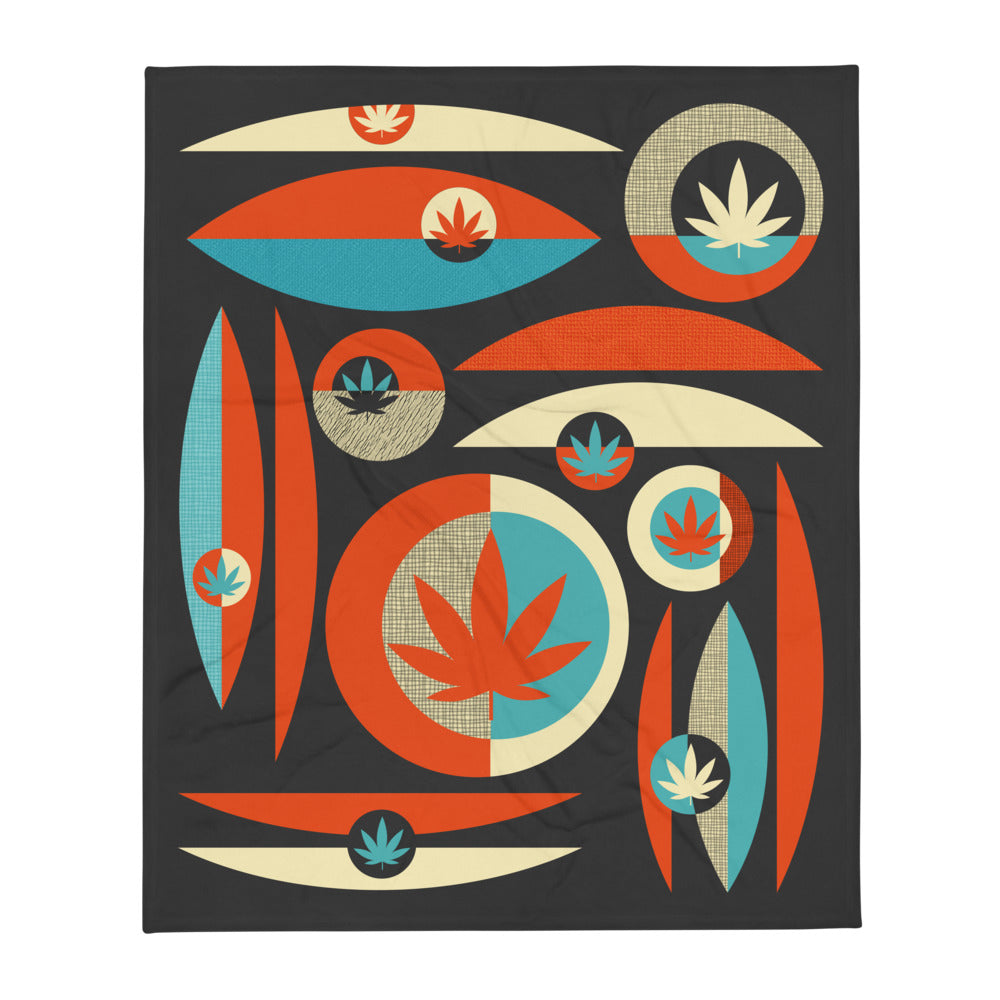 Mid Century Modern Weed Leaf Saucers Throw Blanket - Magic Leaf Tees