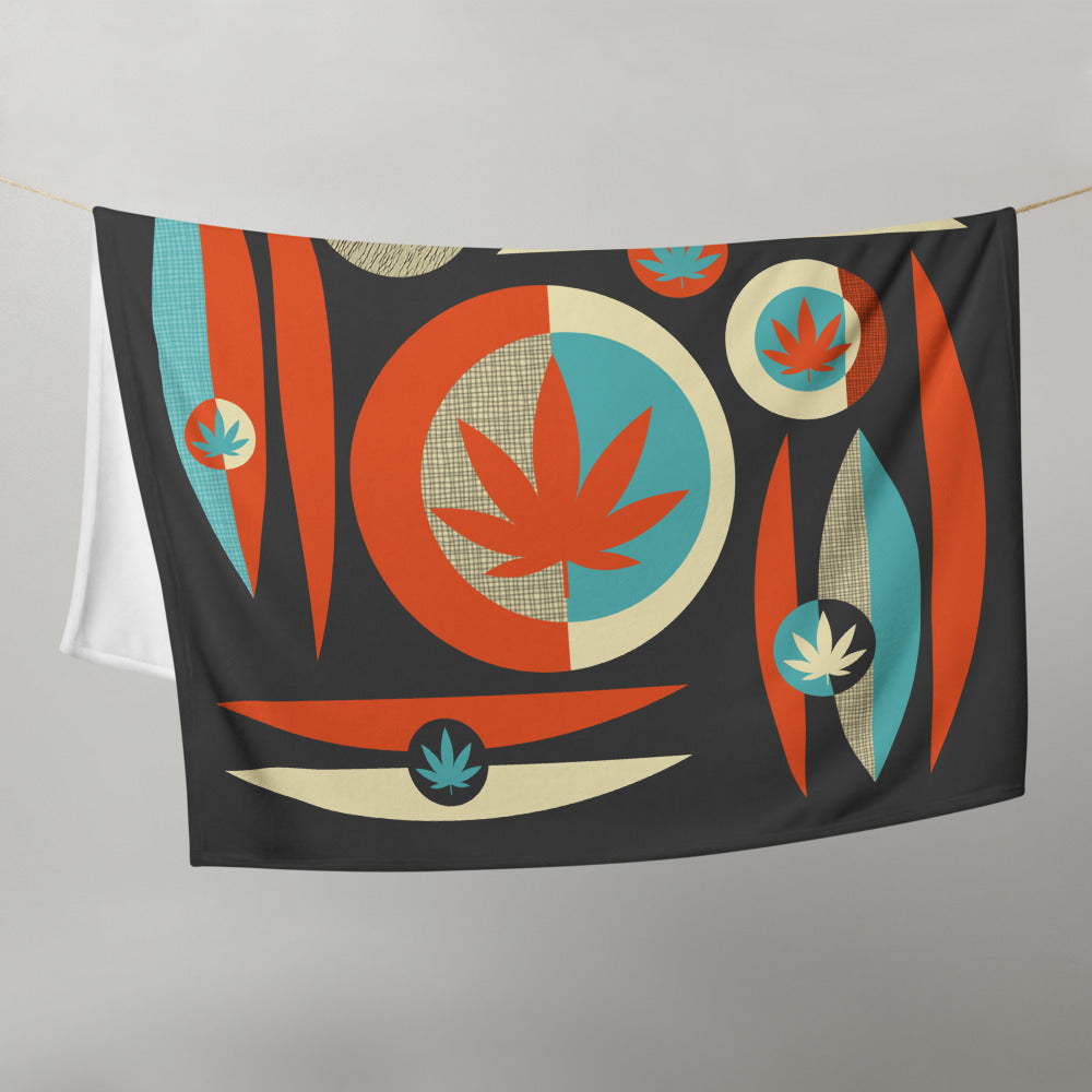 Mid Century Modern Weed Leaf Saucers Throw Blanket - Magic Leaf Tees