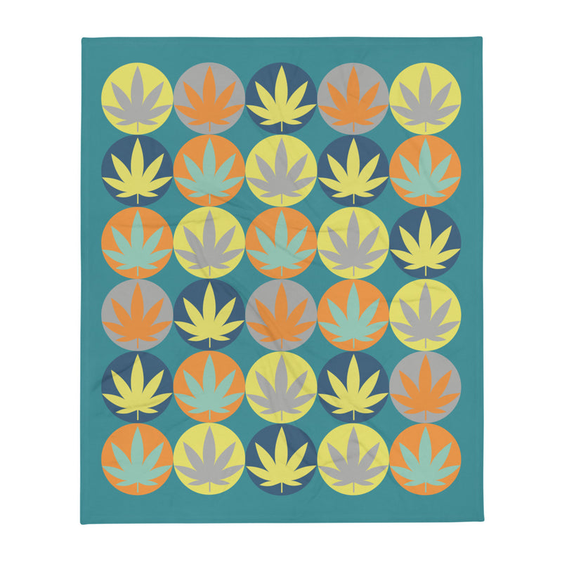 Mid Century Modern Cannabis Leaf Circles Throw Blanket - Magic Leaf Tees