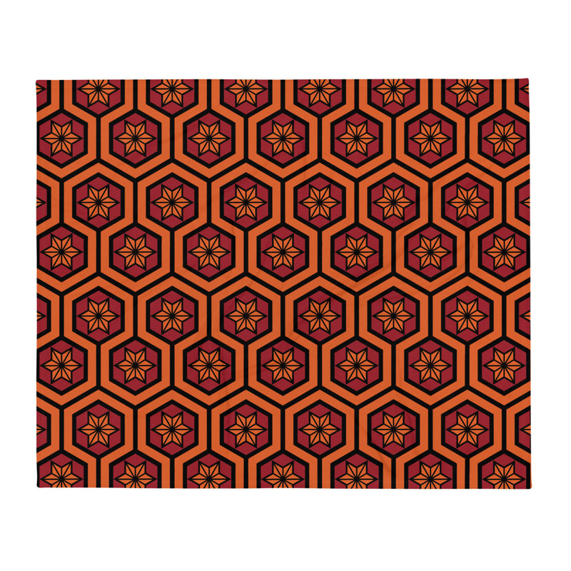 Red Japanese Asanoha Tiles Throw Blanket - Magic Leaf Tees