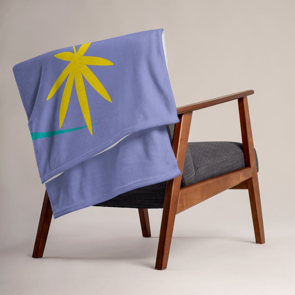 Crescents On Pole With Cannabis Leaves Mid Century Modern Throw Blanket - Magic Leaf Tees