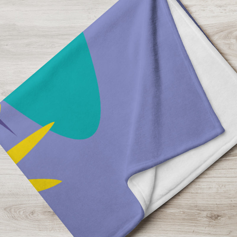 Crescents On Pole With Cannabis Leaves Mid Century Modern Throw Blanket - Magic Leaf Tees