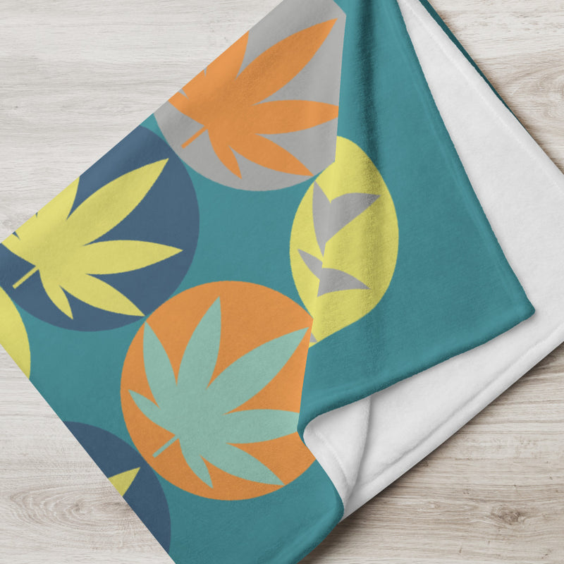 Mid Century Modern Cannabis Leaf Circles Throw Blanket - Magic Leaf Tees