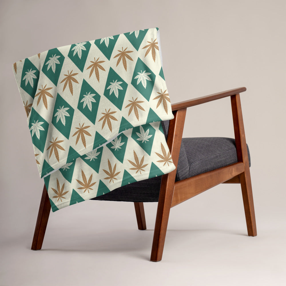 Diamond Sativa Indica Marijuana Leaves Mid Century Modern Throw Blanket - Magic Leaf Tees