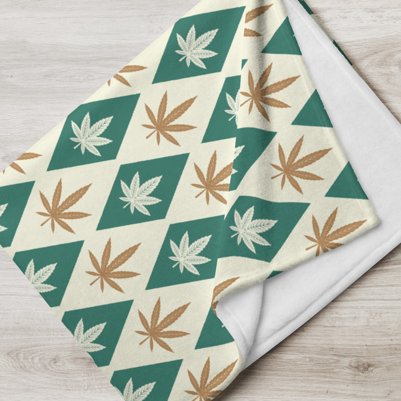 Diamond Sativa Indica Marijuana Leaves Mid Century Modern Throw Blanket - Magic Leaf Tees