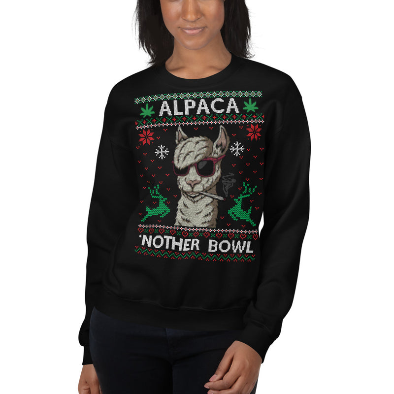 Alpaca 'Nother Bowl Ugly Weed Christmas Jumper Sweatshirt - Magic Leaf Tees