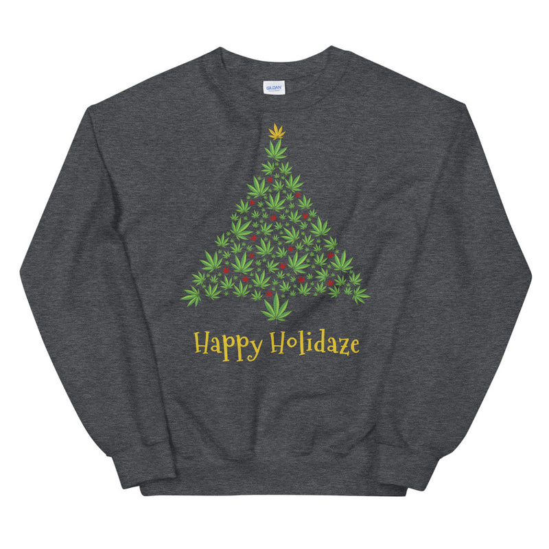 Happy Holidaze Christmas Weed Tree Sweatshirt - Magic Leaf Tees
