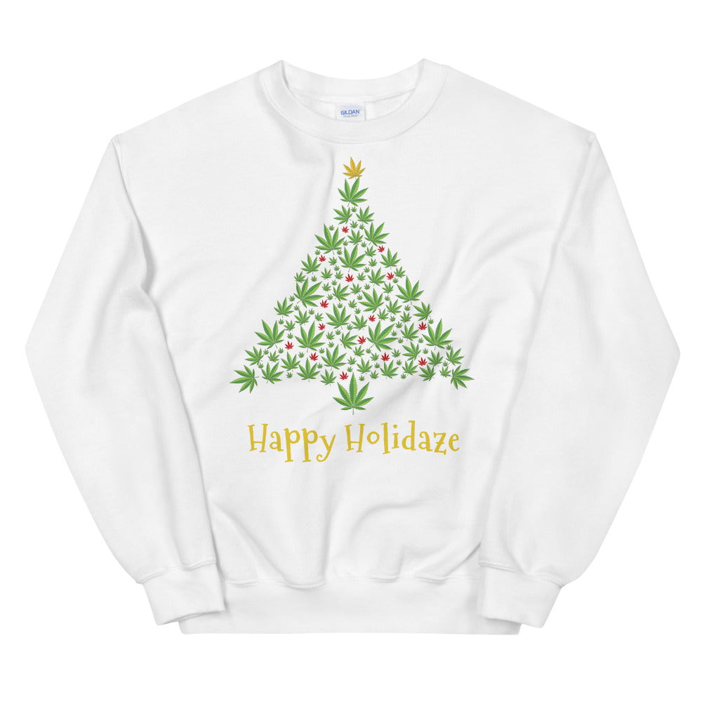 Happy Holidaze Christmas Weed Tree Sweatshirt Magic Leaf Tees