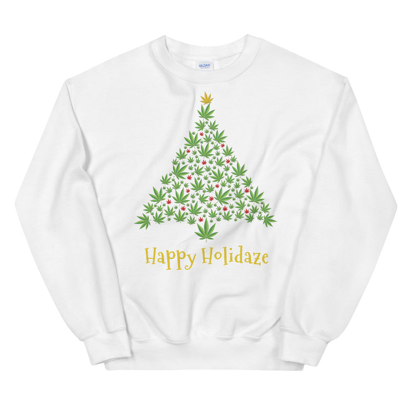 Happy Holidaze Christmas Weed Tree Sweatshirt - Magic Leaf Tees