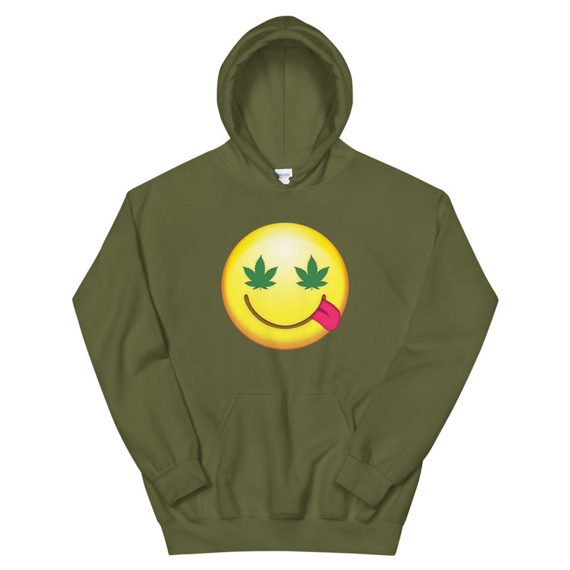 Happy Pot Face Emoji Stoner Hoodie - Magic Leaf Tees