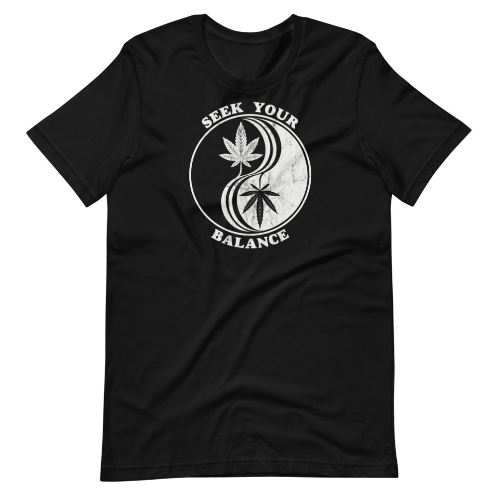 Yin Yang Sativa Indica Seek Your Balance T-Shirt - Magic Leaf Tees