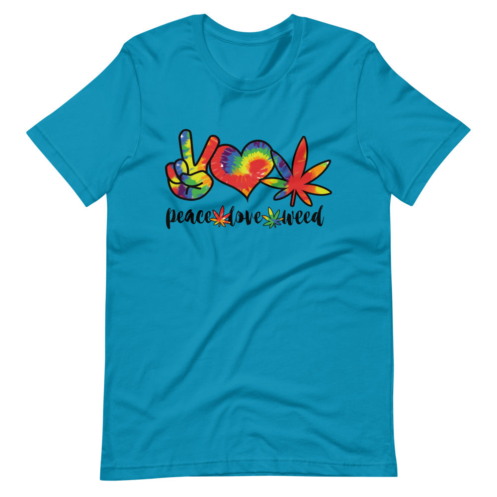 Peace Love Weed Tie Dye T-Shirt - Magic Leaf Tees