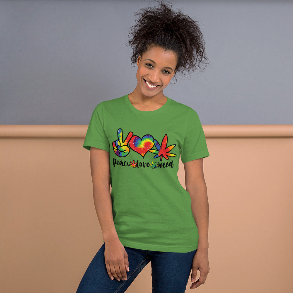 Peace Love Weed Tie Dye T-Shirt - Magic Leaf Tees