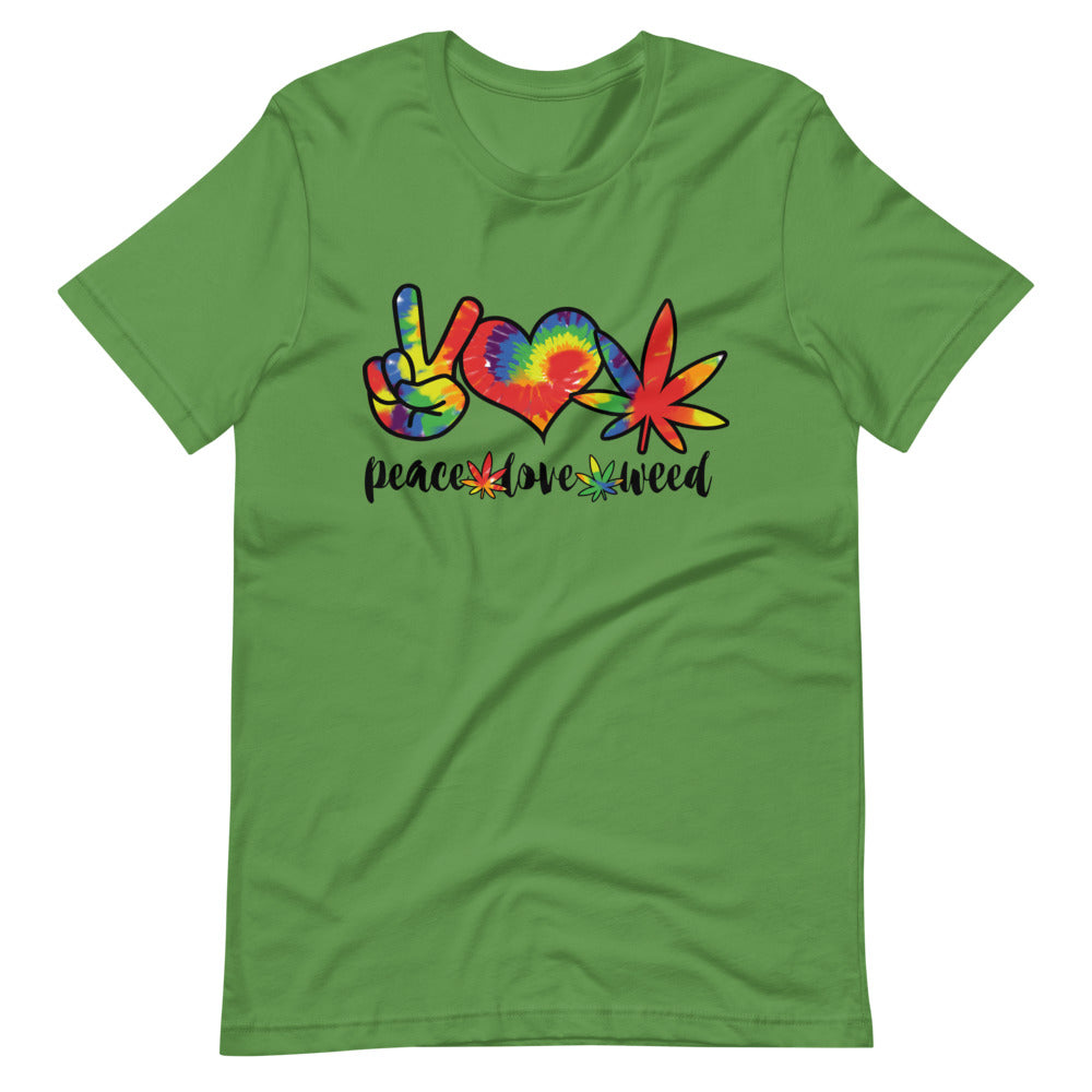 Peace Love Weed Tie Dye T-Shirt - Magic Leaf Tees