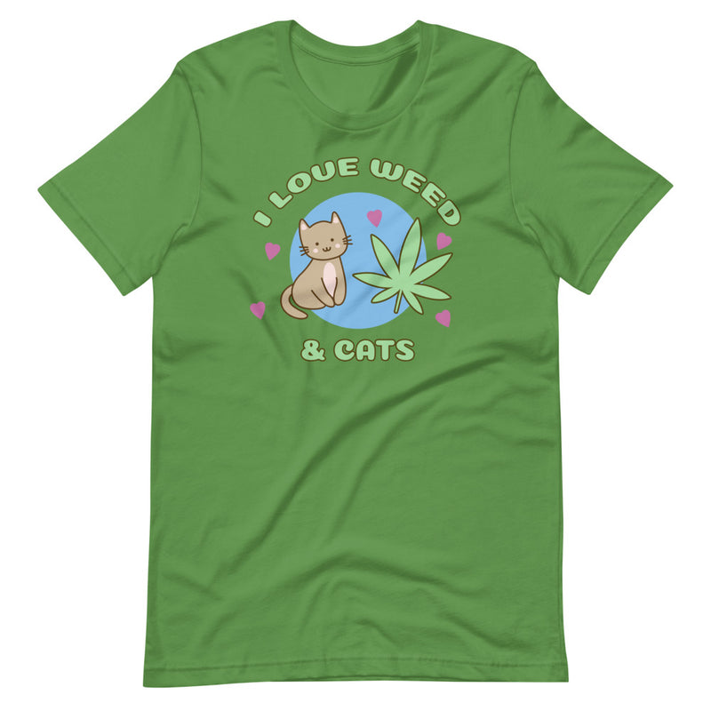 I Love Weed And Cats T-Shirt - Magic Leaf Tees