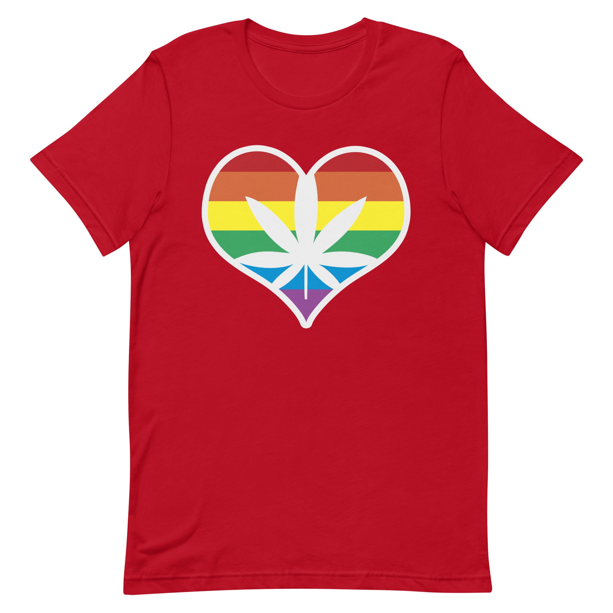 Rainbow Weed Leaf Heart Premium T-Shirt - Magic Leaf Tees